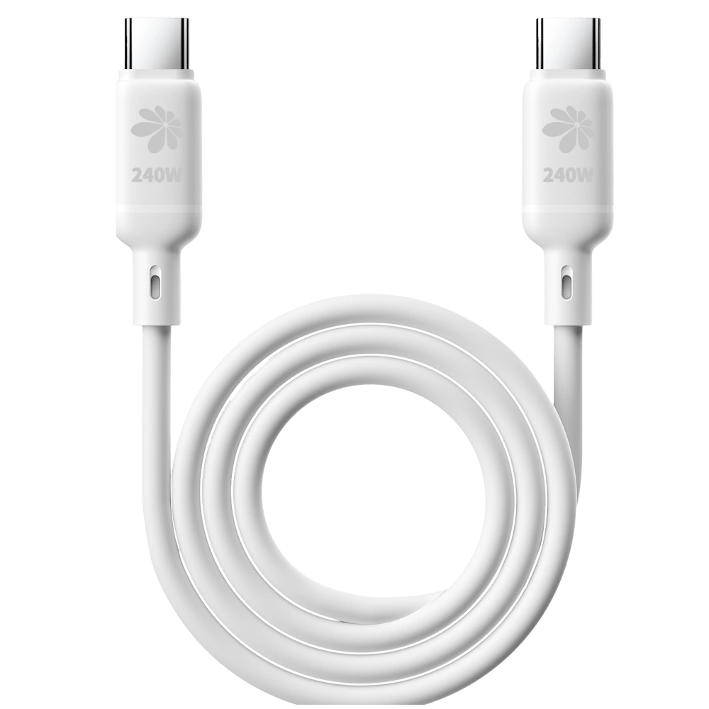 כבל סיליקון מגנטי Type-C ל-Type-C 240W באורך 1 מטר Miracase – לבן