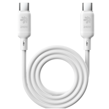 כבל סיליקון Type-C ל-Type-C 240W באורך 1.2 מטר Miracase – לבן