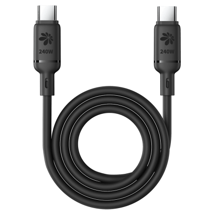 כבל סיליקון מגנטי Type-C ל-Type-C 240W באורך 1 מטר Miracase – שחור